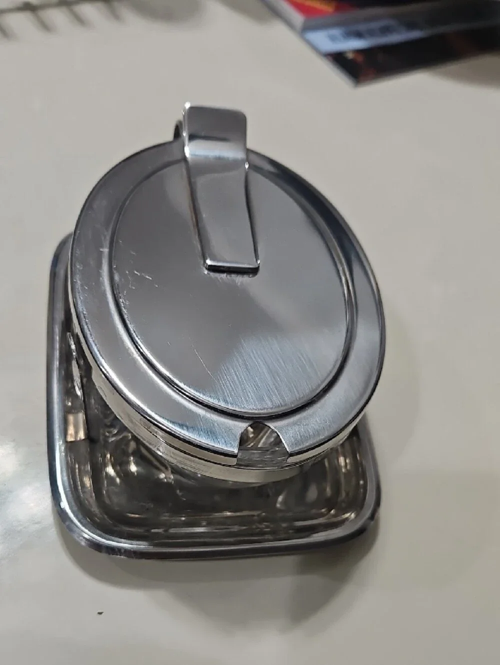 Vintage Style Silver-Plated Covered Crystal Butter Dish